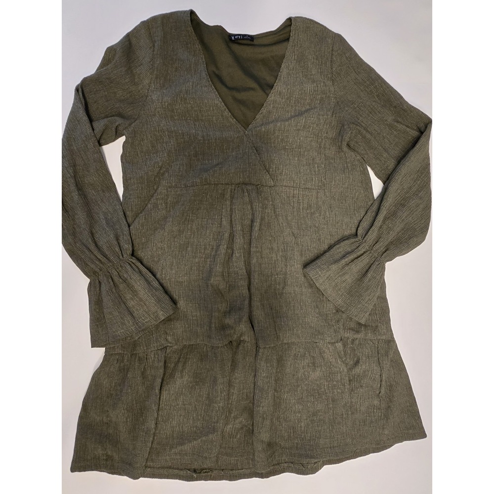 VERY J - WOMEN'S‎ SMALL -GREEN LONG SLEEVE LINED DRESS BOUTIQUE